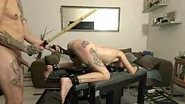 submissive teen controlled orgasms on punishment bench with dirty talk