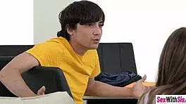 petite teen and hot stepsis share big cock stepbrother's fucking