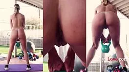 crystal clark leads yoga workout with parker ambrose, young stud licking her shaved pussy