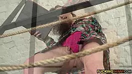 Beautiful yet skinny brunette teen 18+ fingers herself in solo play