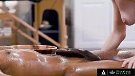 Kyler Quinn's oily nuru massage turns into deepthroat and missionary sex