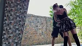 Hottie In Stockings Gets Tied And Tickled Outdoors