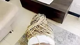 tricking my girlfriend by riding my horny stepsister in a sneaky pov