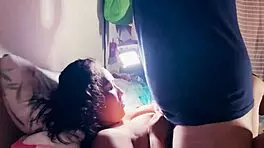 Damn, Mexican girlfriend sucks neighbor's verga! She's such a puta, leaving tits full of leche!