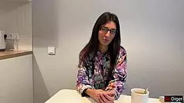 Nerdy Girl with Glasses Turns Into a Nympho! Loves Sperm All Over Her Face! 😜