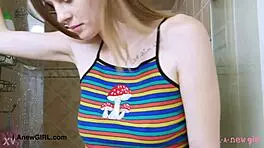 can a shy elegant model turn sensual in a steamy bath photoshoot on the sofa?