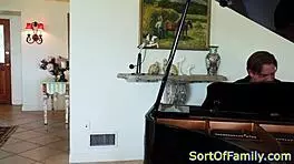 Wow! Black stepdaughter gets slammed doggystyle by the piano! Unbelievable!