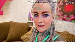 Dreadlocks hippie pornstar gives sloppy blowjob and anal ride on big cock in doggystyle with sneakers 😈