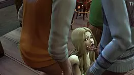 Hot Teen Sucks Cocks At The Bar!