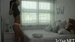 Watch this petite babe ride her wet pussy solo?