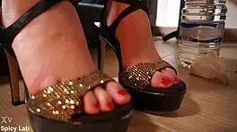 Francesca palma gets feet care and bright red nail polish