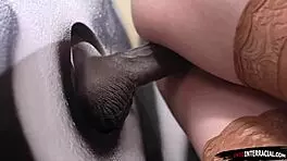 The gloryhole surprises me with a big black cock that I crave as a petite 18+ brunette