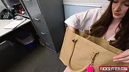 Petite brunette gets caught shoplifting and fucked hard!