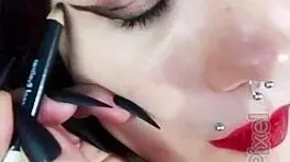 backstage with a pretty brunette in uniform