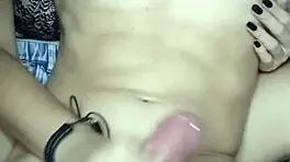 Debora prado sat behind me and jerked my big cock with lube and her black-painted nails.