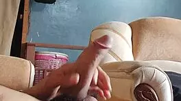 masturbating my cock in the living room 😈