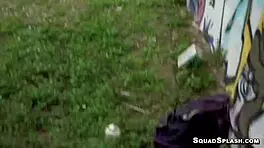 Hey hairy slut Riley Jean, ready to ride this huge dick outdoors?