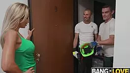 shalina devine gets the pipes fixed right. max dior and luca ferrero join her fun.