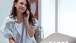 Flexible Blonde With Tattoo Performs In Black Stockings