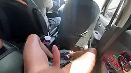 Mom Sucks Step-Son While Husband Drives In Car With Brunette Teen