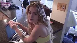 Blonde Sage Fox Fucks Her Stepdad Hard, Mr. Brogan Creampies Her