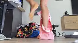 hot redhead college girl tries fashion haul, ends in porn casting