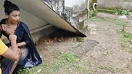 komal bhabhi, suck my cock while cleaning outside and get fucked under the stairs!