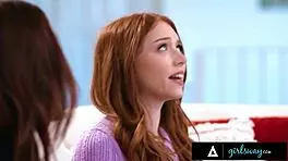 petite redhead myra moans lures big-tits neighbor for scissoring