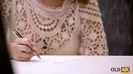 Old Wise Gentleman Enjoys Time With Young Beautiful Girl