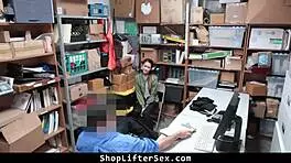 Young Shoplifter Caught by Officer in Office
