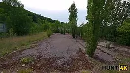 Sexy Russian brunette cheats on boyfriend with stranger in public