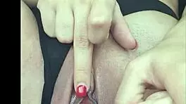 while boyfriend drives i tease him and play with my toy - i cum all over his car seat