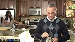 Amazing Black Teen Rides Cock In Kitchen