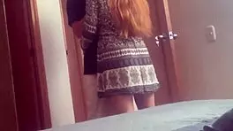 Stepsister blows boyfriend in hidden camera view