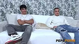 adela myers rides two young guys in threesome 😈