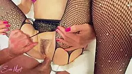 creampie in young prostitute's hairy pussy