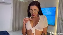 i bent over for my teacher to pass, he rode my mouth and came on my tits