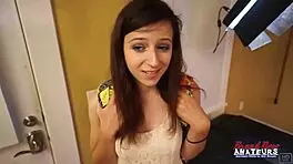 petite brunette coed katie walls sucks big cock then gets twat fucked