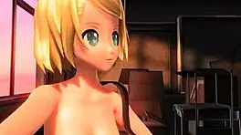 Miku and rin naked dance in public 3d porn with double penetration