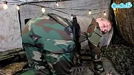 Naughty teen 18+ SOLDIER almost CAUGHT MASTURBATING in the field