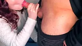 public blowjob action unfolds on a daring balcony scene.