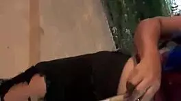 After the party, I couldn't wait when the young girl opened her legs on the street