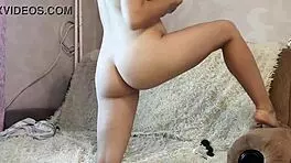 Young Pregnant Girl Masturbates Pussy and Ass