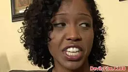 Ebony Babe Rides Older Cock