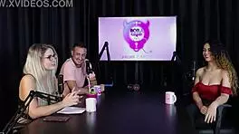 Blonde charllottye in sheer red lingerie at swing house