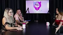 Blonde charllottye in sheer red lingerie at swing house