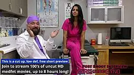 Intriguing encounter with neighbor Misty Addams as first gyno in latex gloves