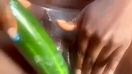 teen 18+ pussy drips from cucumber