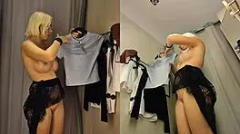Amateur Video of Sexy Naked Blond Trying On Clothes in Public Dressing Room