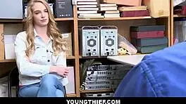 hot skinny blonde teen caught shoplifting makes fuck deal with huge dick mall cop after strip search!